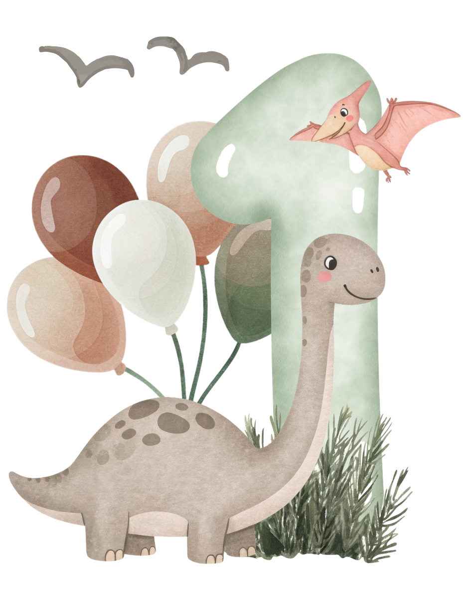 Dino Geburtstag Bügelbild Zahl 1–4 • Kinder Birthday Shirt Print