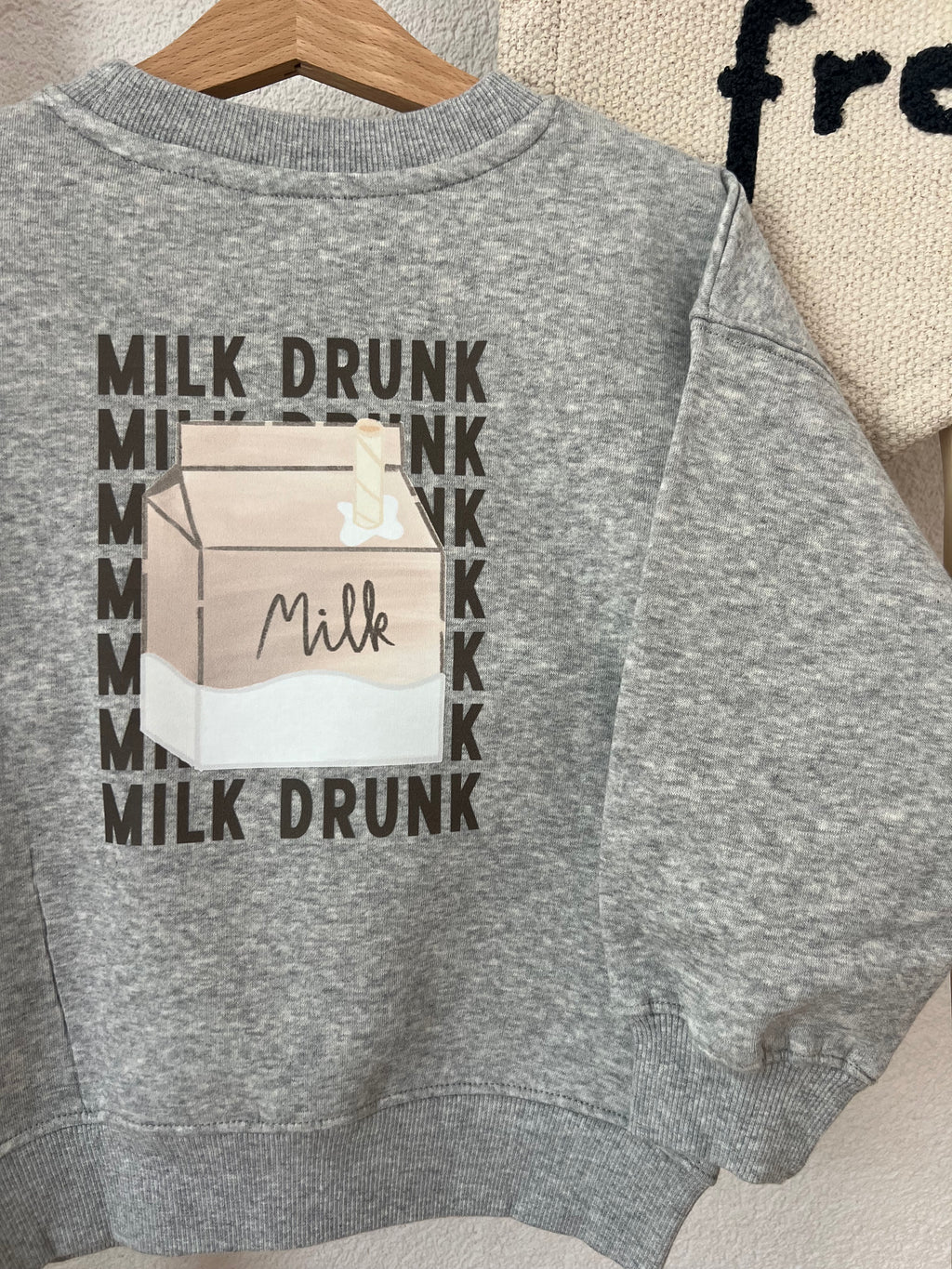 Milk Drunk Bügelbild | Milchkarton Vorder & Rückenprint | DTF Transfer Baby Kinderkleidung