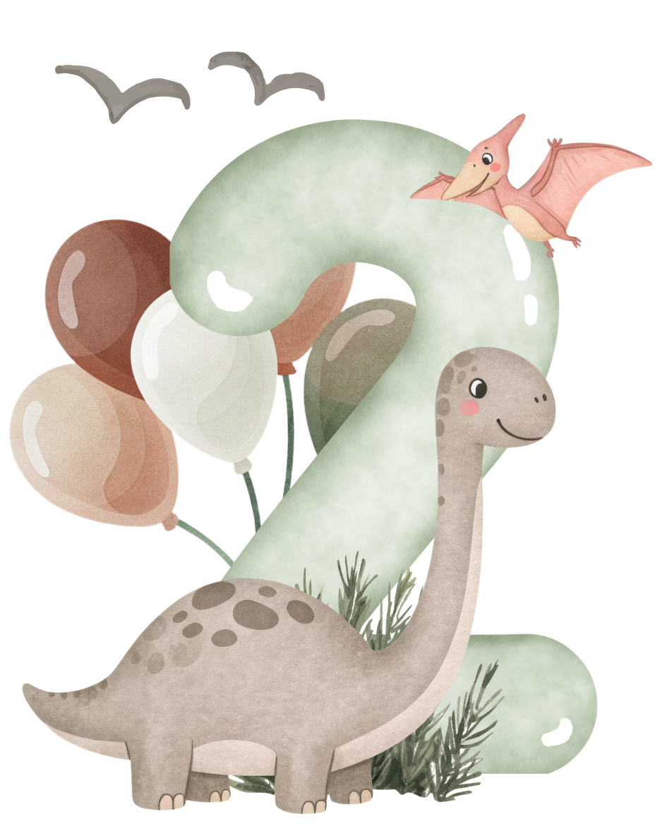 Dino Geburtstag Bügelbild Zahl 1–4 • Kinder Birthday Shirt Print