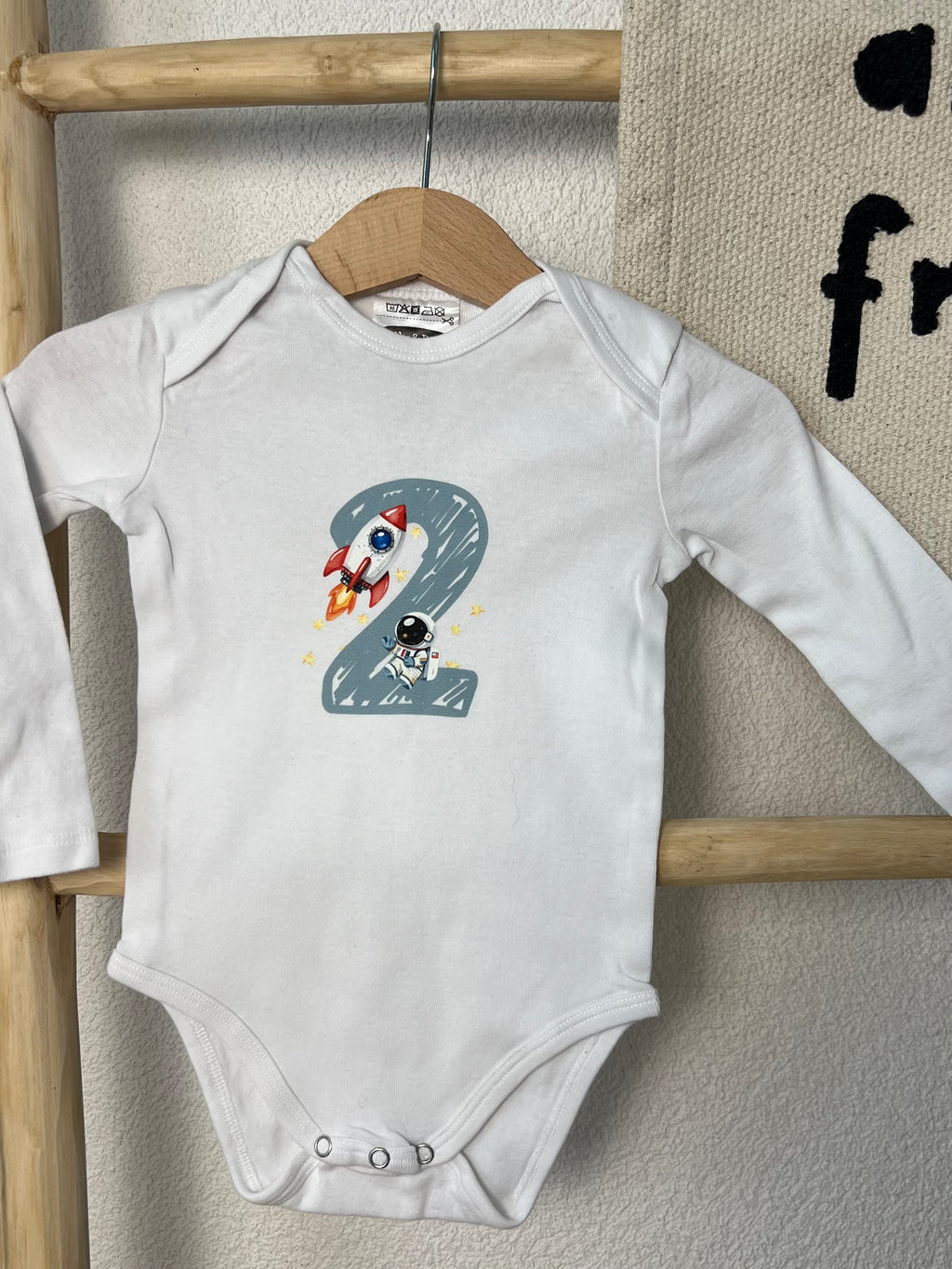 Weltraum Geburtstag Bügelbild Zahl 1–4 • Astronaut Rakete Kinder