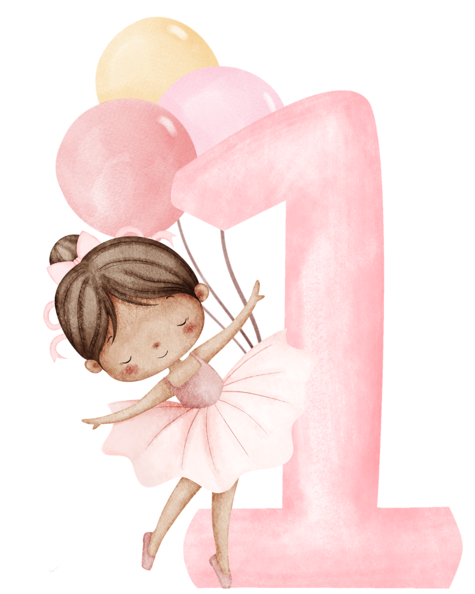Ballerina Bügelbild Zahl 1–4