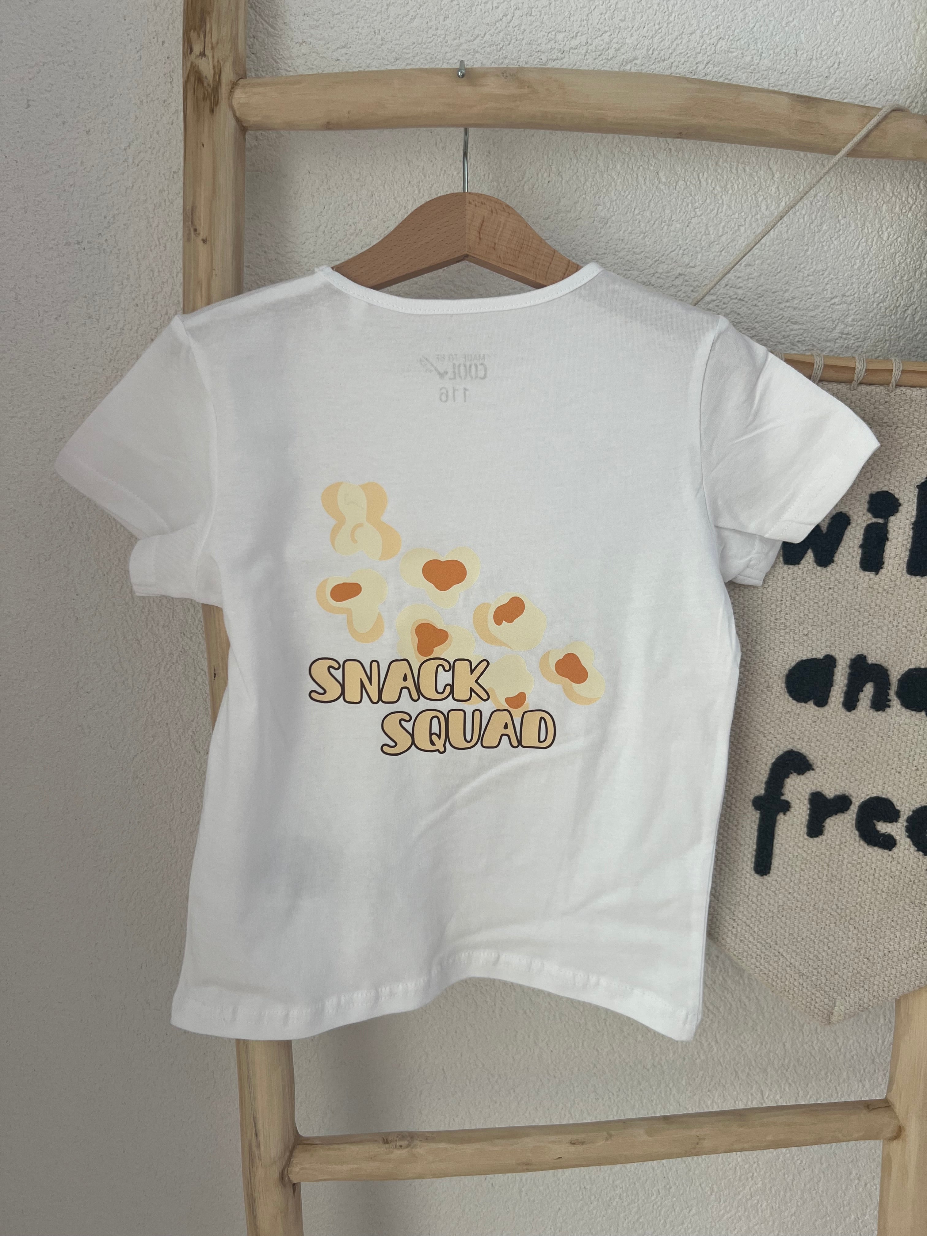Snack Squad Bügelbild | Aufbügler Popcorn Kinder | 7x6,5cm & 18x7cm