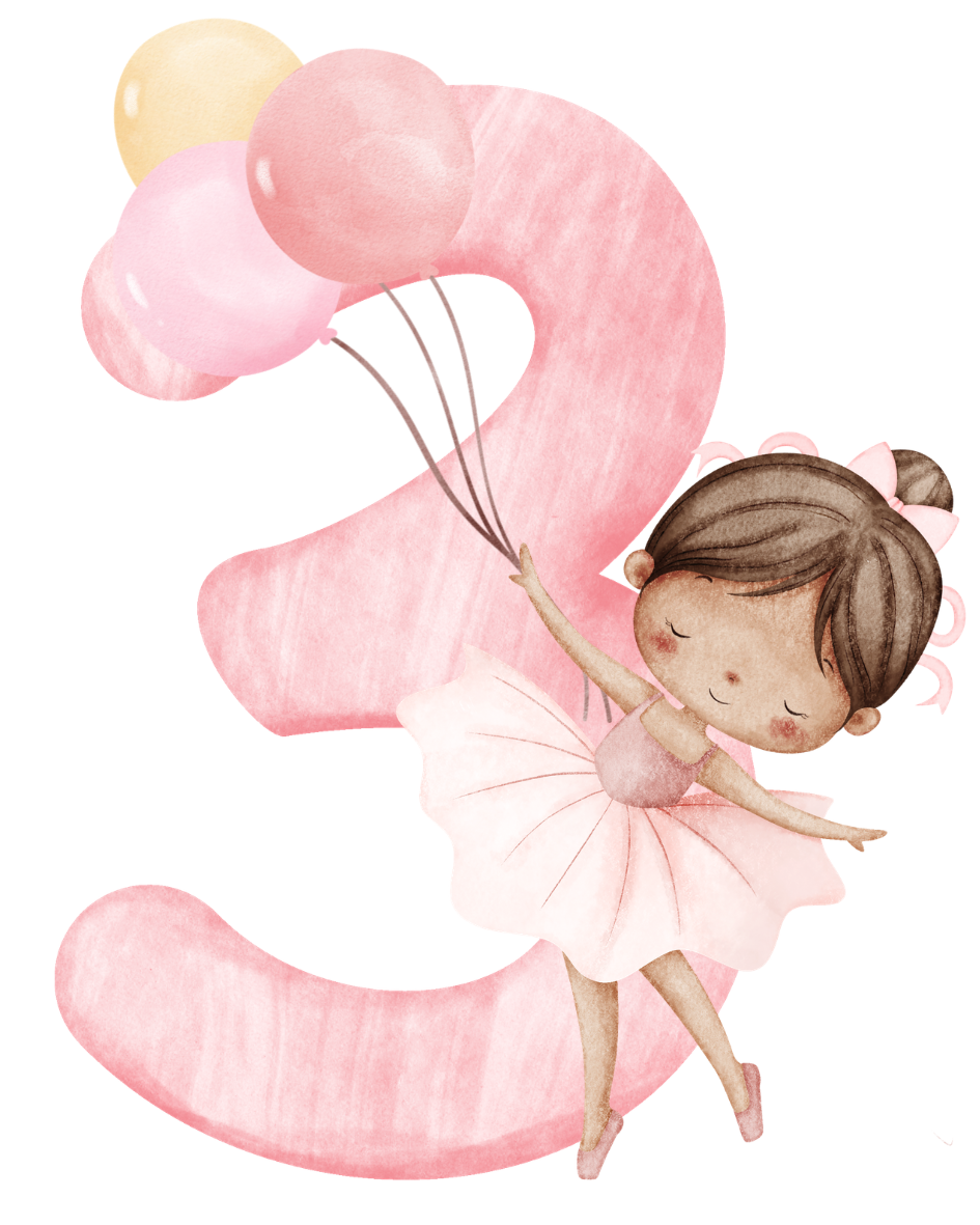Ballerina Bügelbild Zahl 1–4