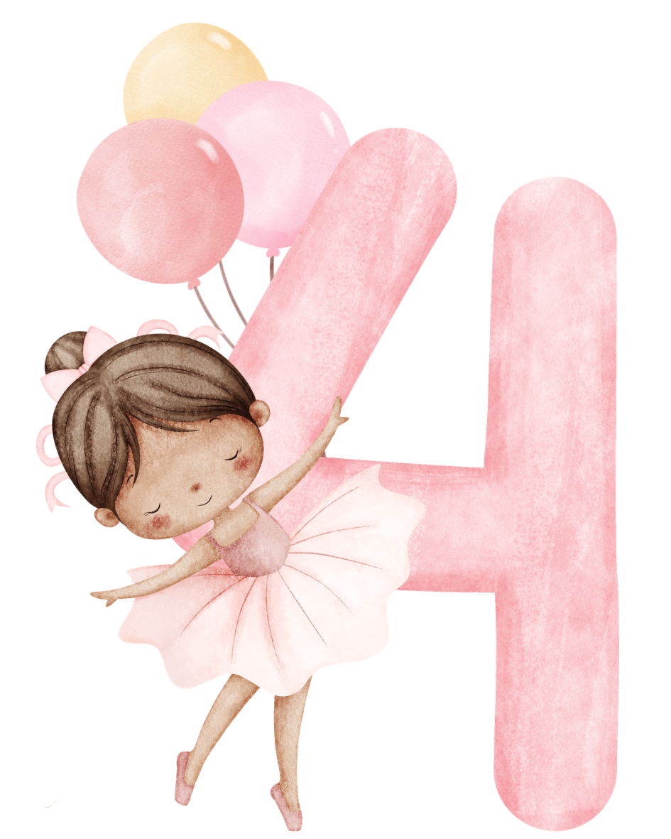 Ballerina Bügelbild Zahl 1–4