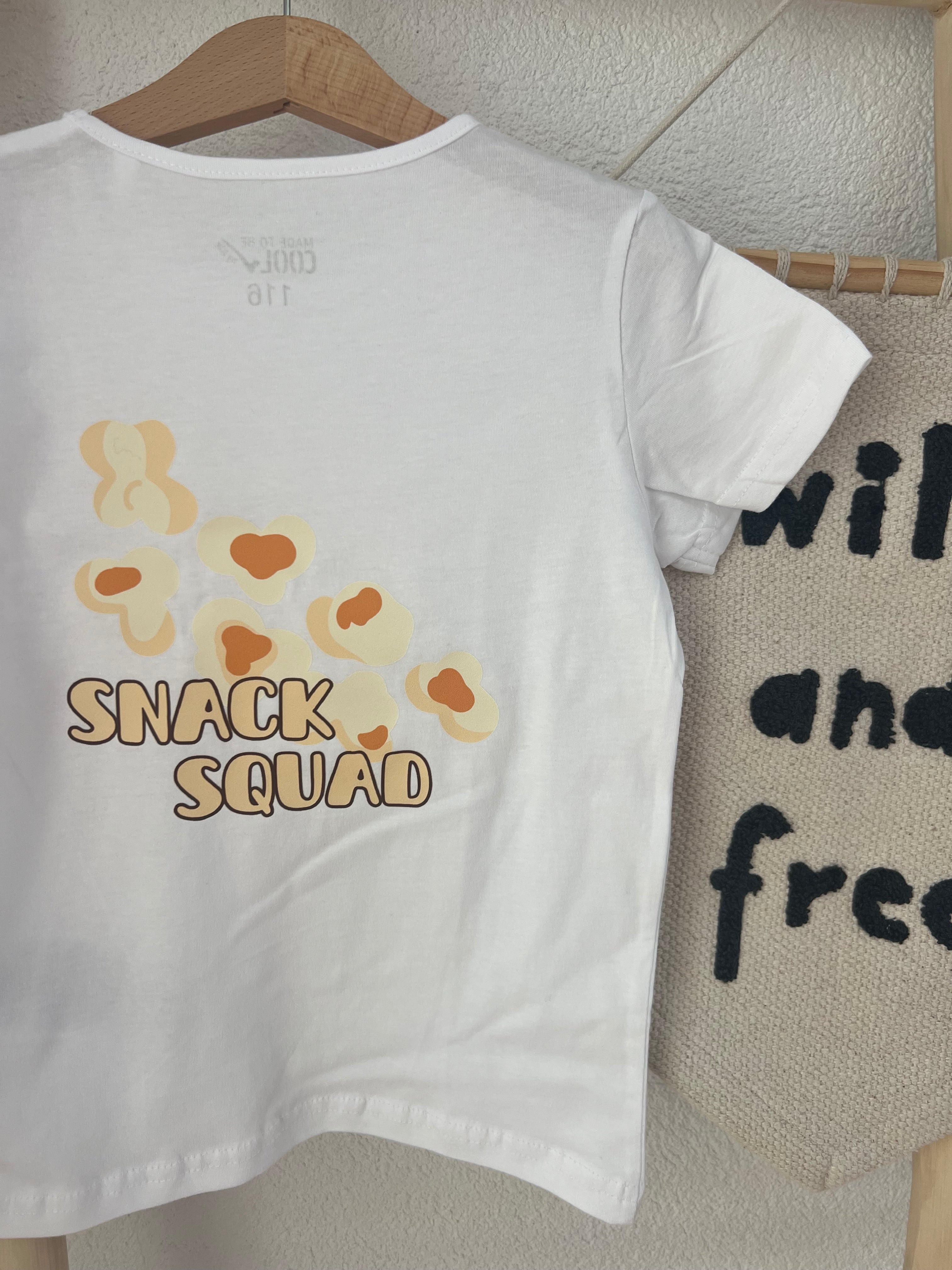 Snack Squad Bügelbild | Aufbügler Popcorn Kinder | 7x6,5cm & 18x7cm