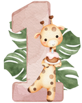 Zahlen Bügelbild Giraffe Boho • Geburtstagsshirt Kinder 1–4