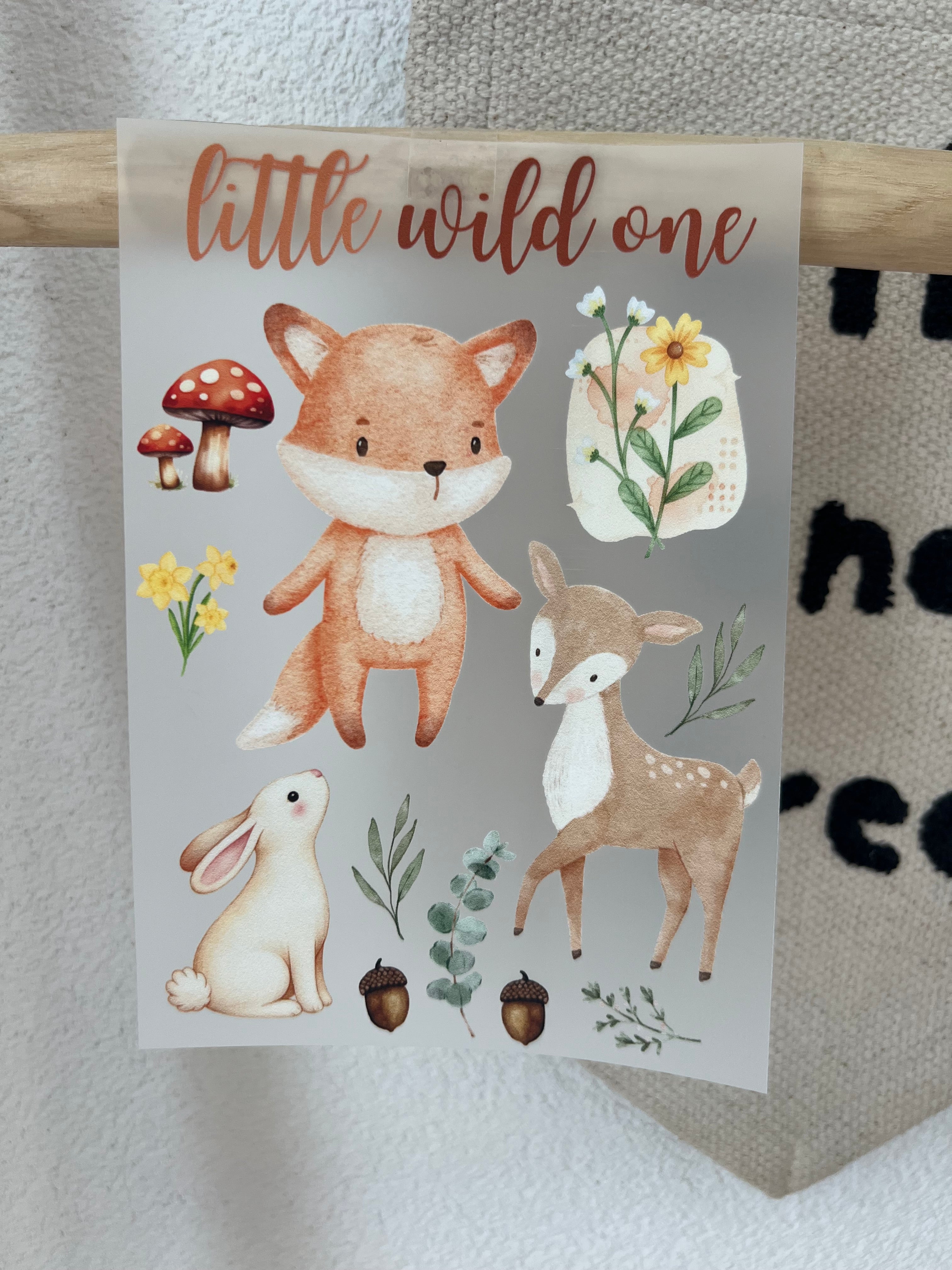 Little Wild One Bügelbild | Waldtiere Aufbügler Fuchs Reh Hase | A5