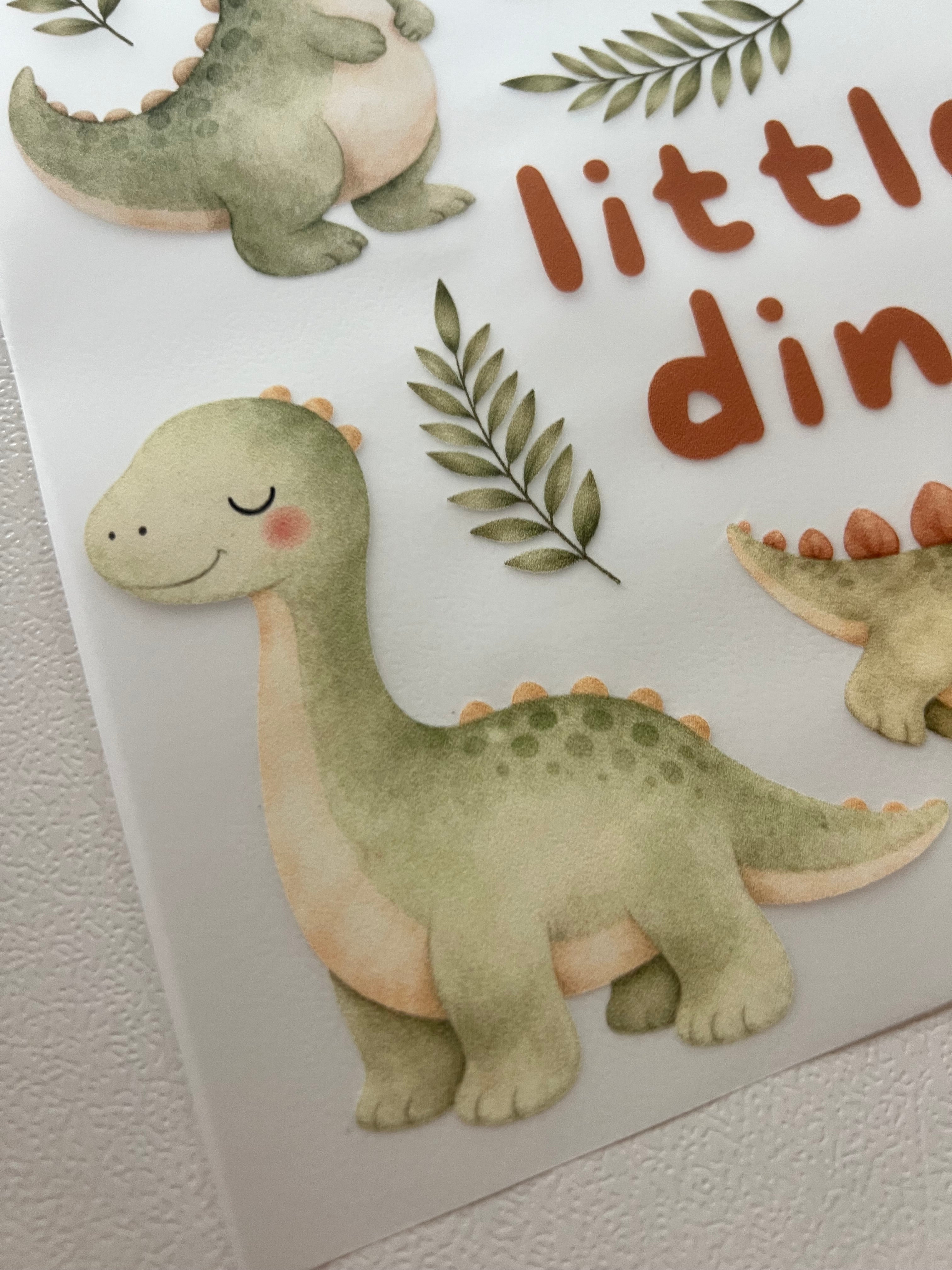 Little Dino Bügelbild | Aufbügler Dinosaurier Kinder T-Rex Stegosaurus | A5