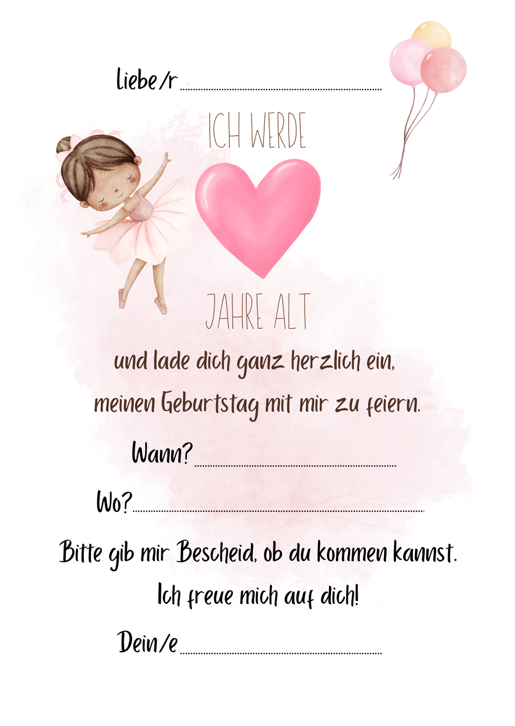 Ballerina Einladung Kindergeburtstag