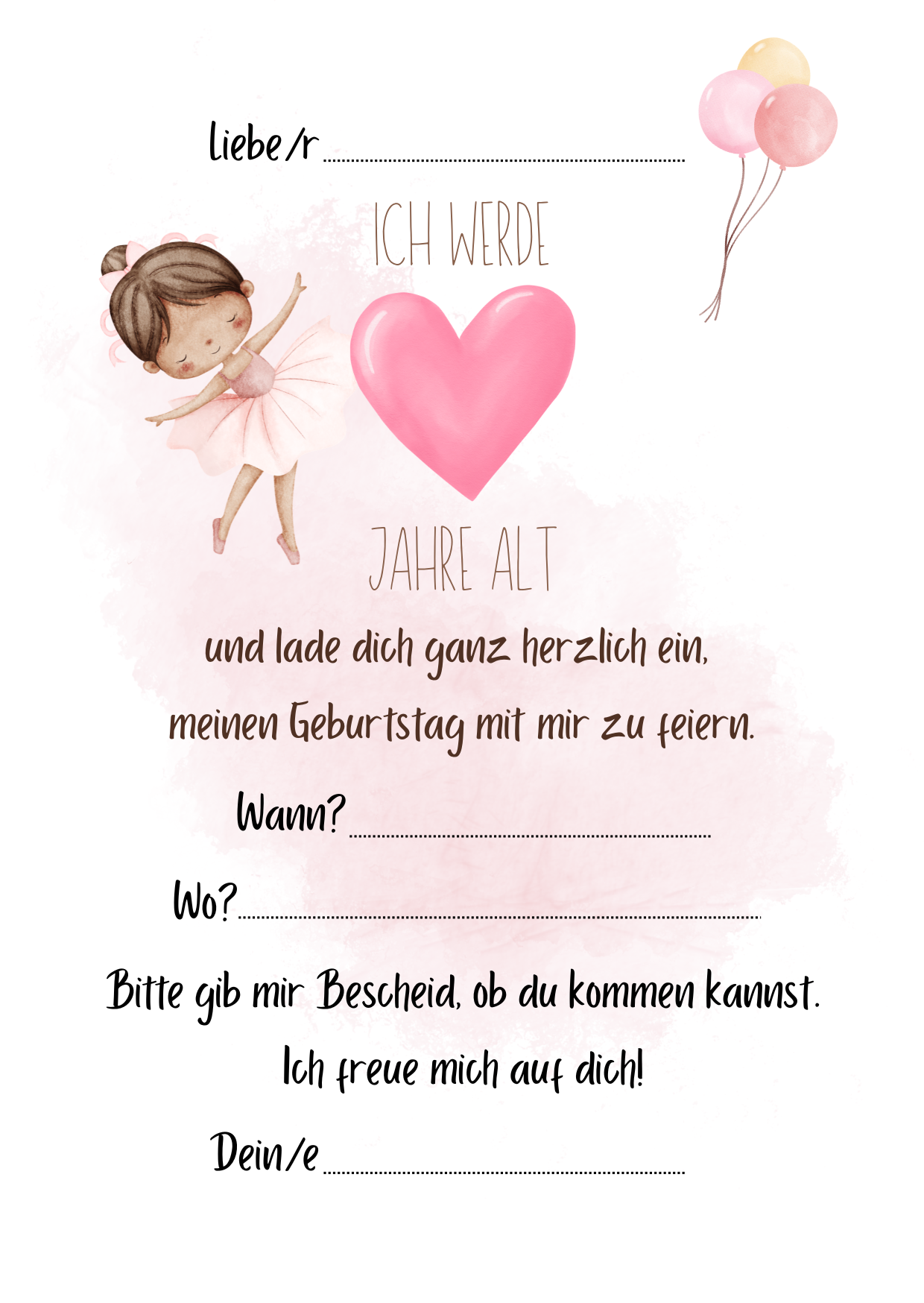 Ballerina Einladung Kindergeburtstag