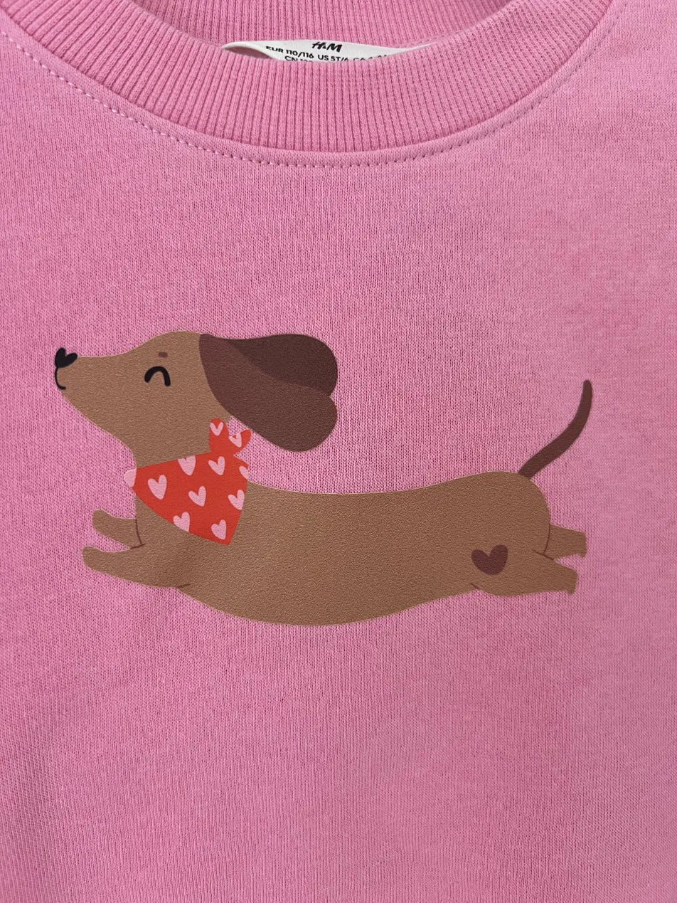 Dackel Bügelbild Kinder | DTF Transfer Hund mit Herz | Aufbügler 14x7,5cm
