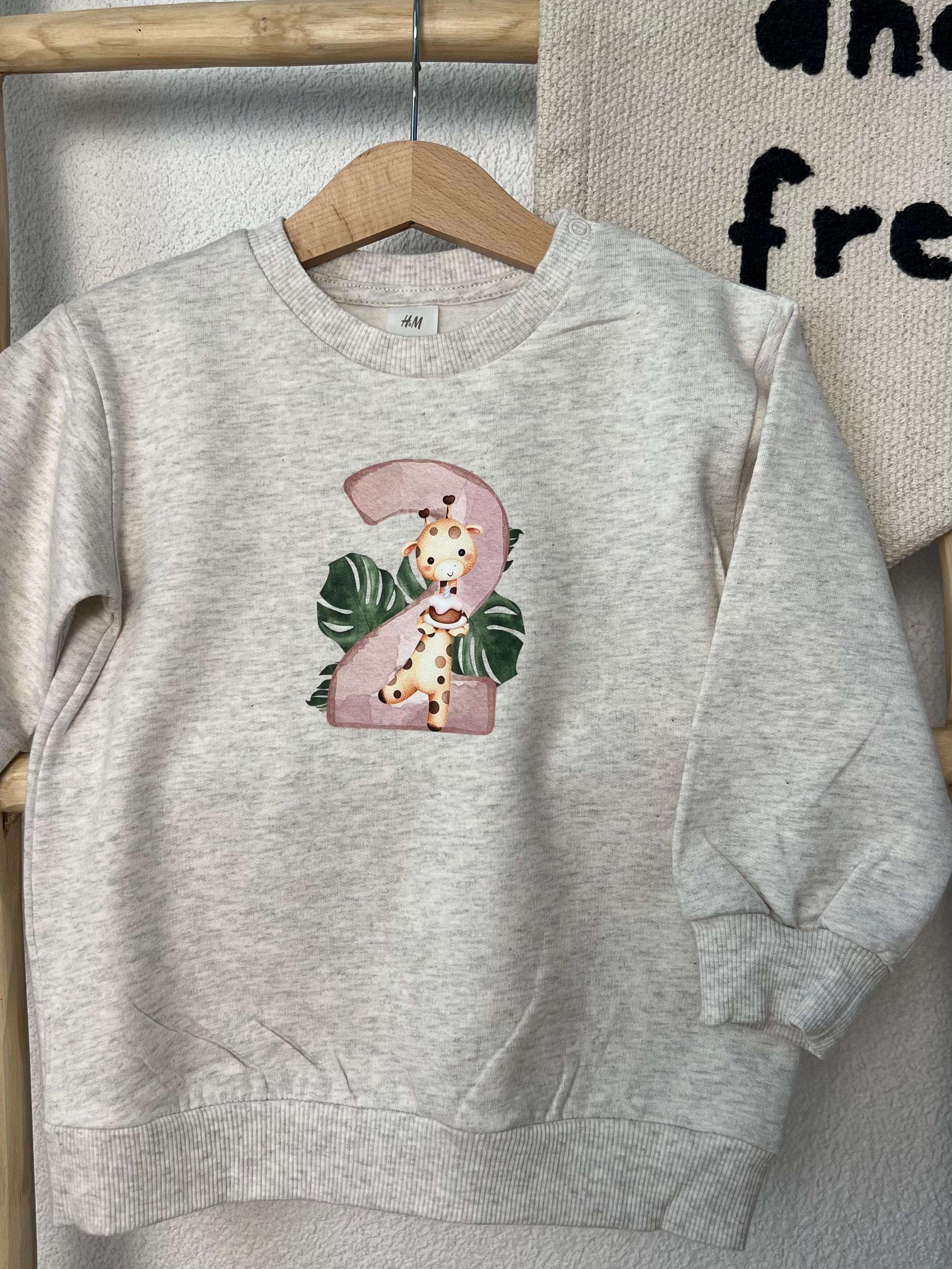 Zahlen Bügelbild Giraffe Boho • Geburtstagsshirt Kinder 1–4