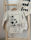 Bügelbild „Mr Steal Your Snacks" | Lustiges Kindershirt DIY | 15x15 cm
