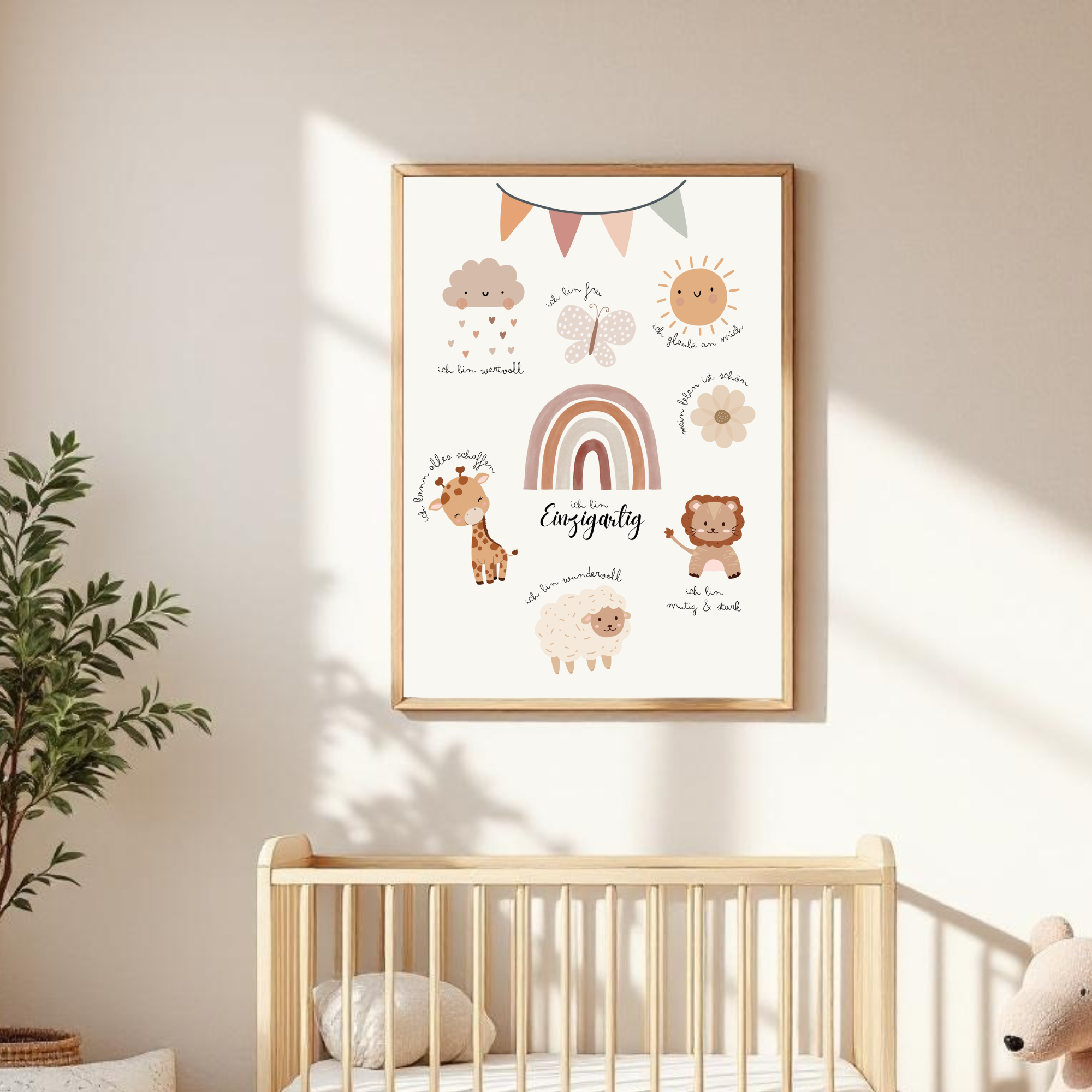 Kinderzimmer Poster „Einzigartig“ | Affirmationsposter Babyzimmer
