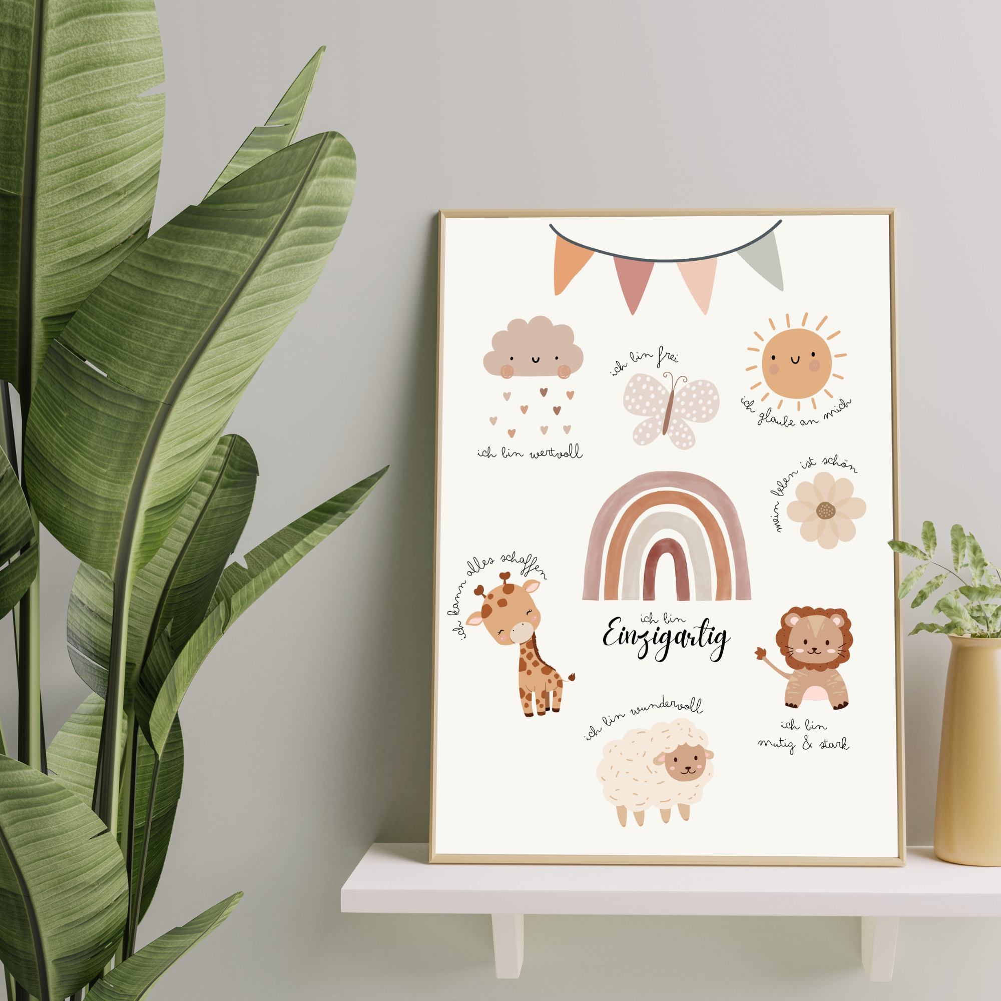 Kinderzimmer Poster „Einzigartig“ | Affirmationsposter Babyzimmer