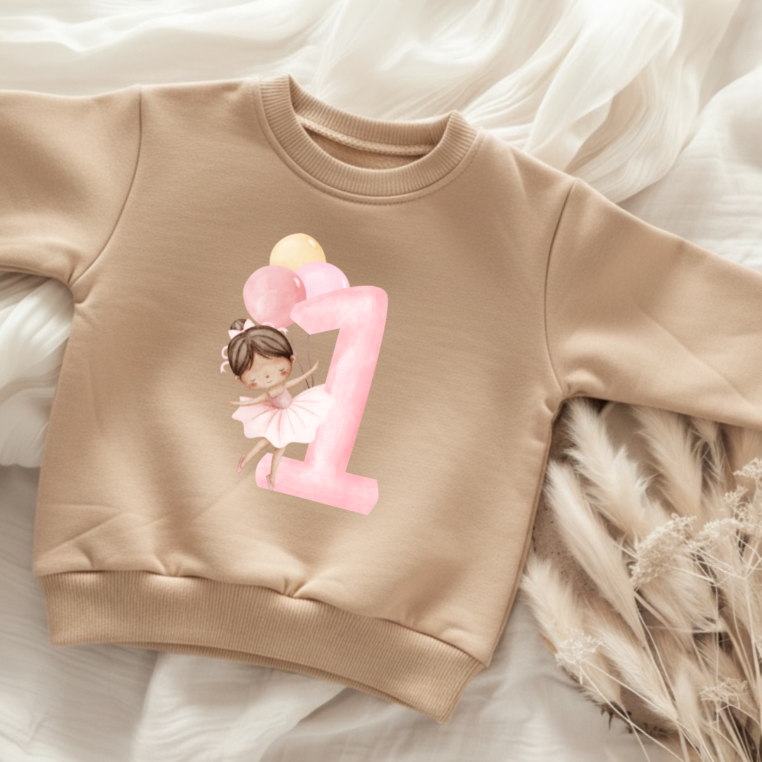 Ballerina Bügelbild Zahl 1–4