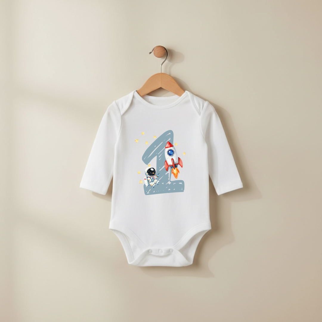 Weltraum Geburtstag Bügelbild Zahl 1–4 • Astronaut Rakete Kinder