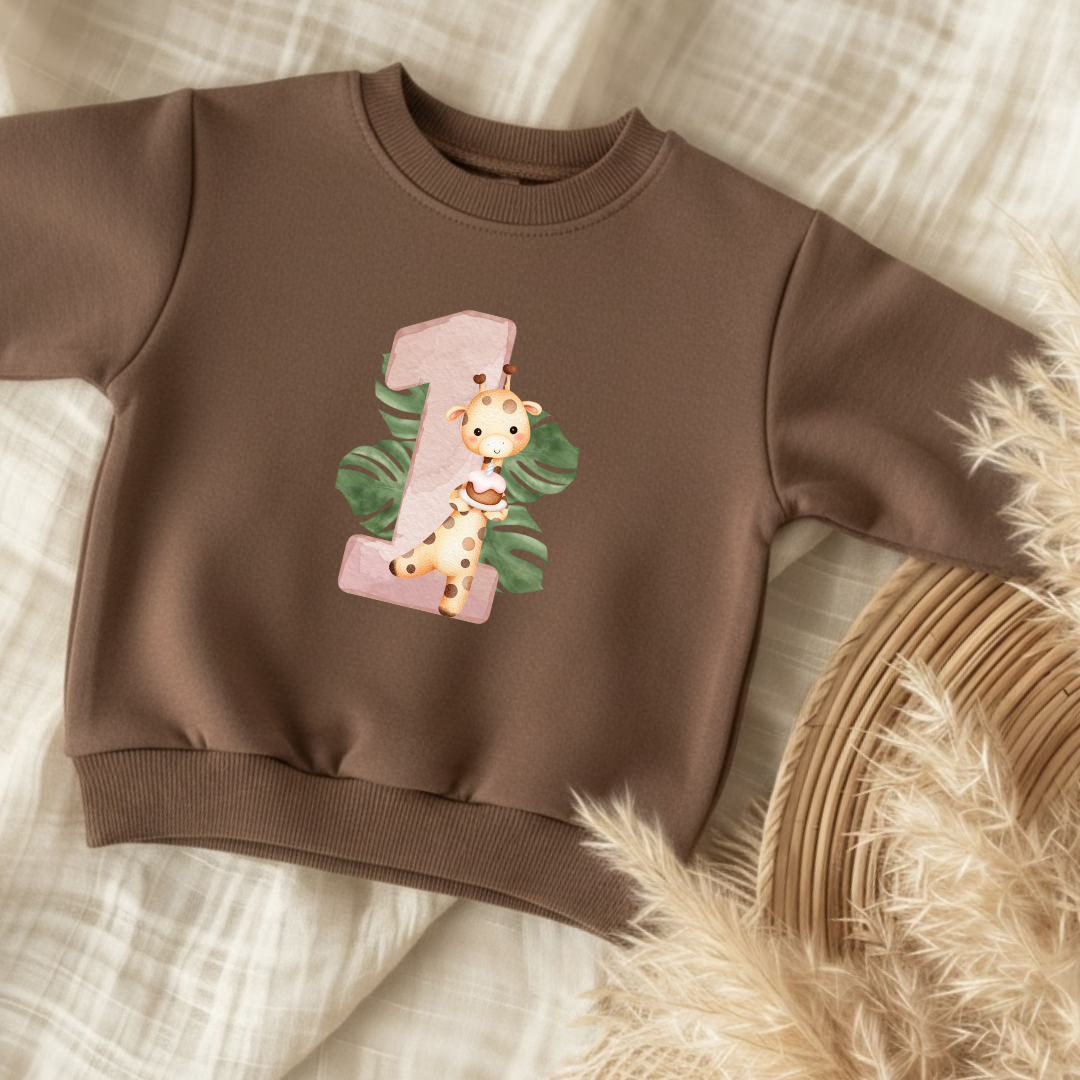 Zahlen Bügelbild Giraffe Boho • Geburtstagsshirt Kinder 1–4