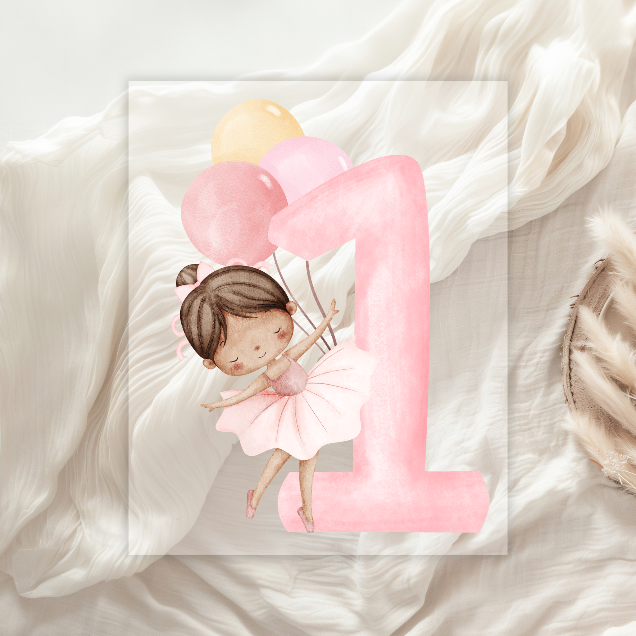 Ballerina Bügelbild Zahl 1–4