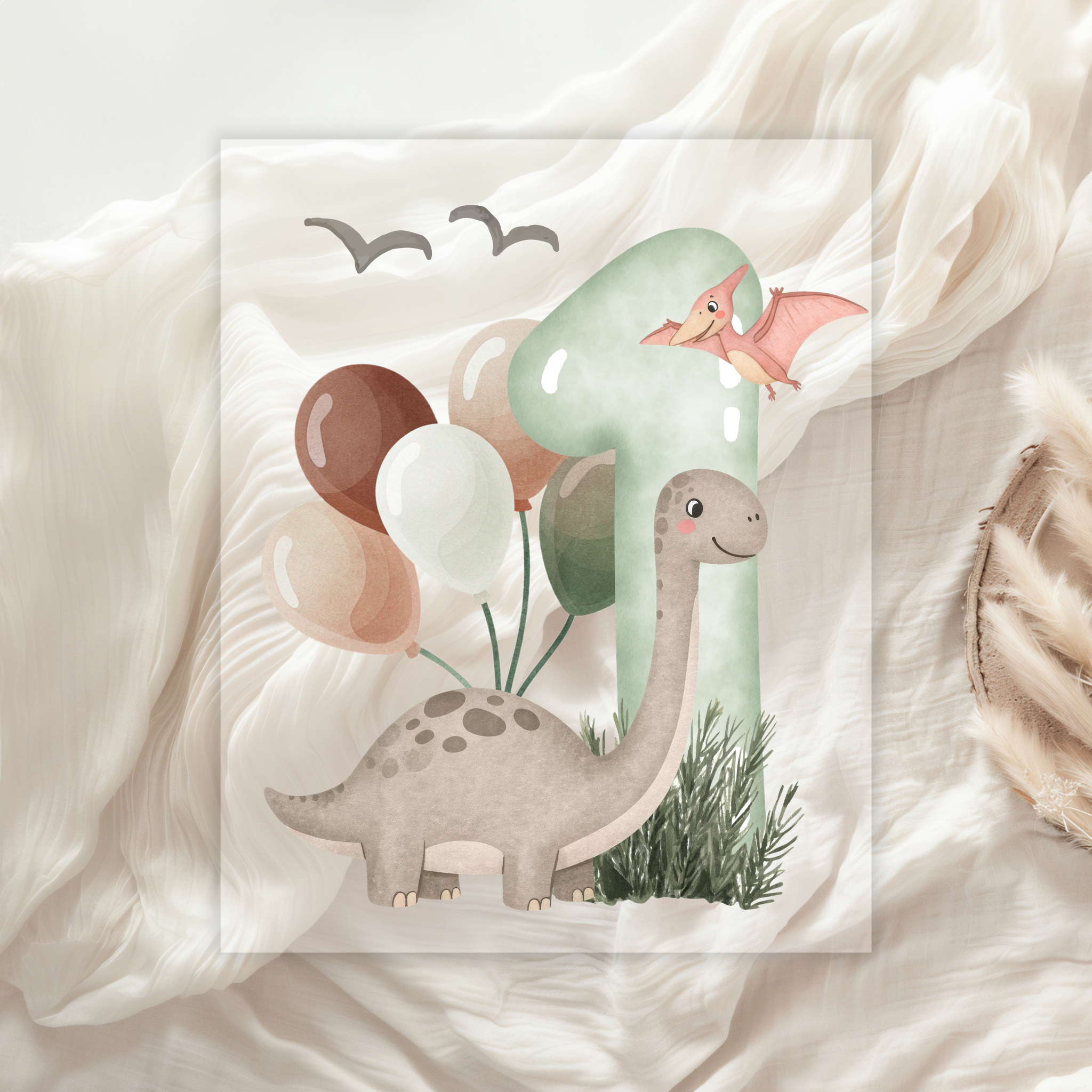 Dino Geburtstag Bügelbild Zahl 1–4 • Kinder Birthday Shirt Print