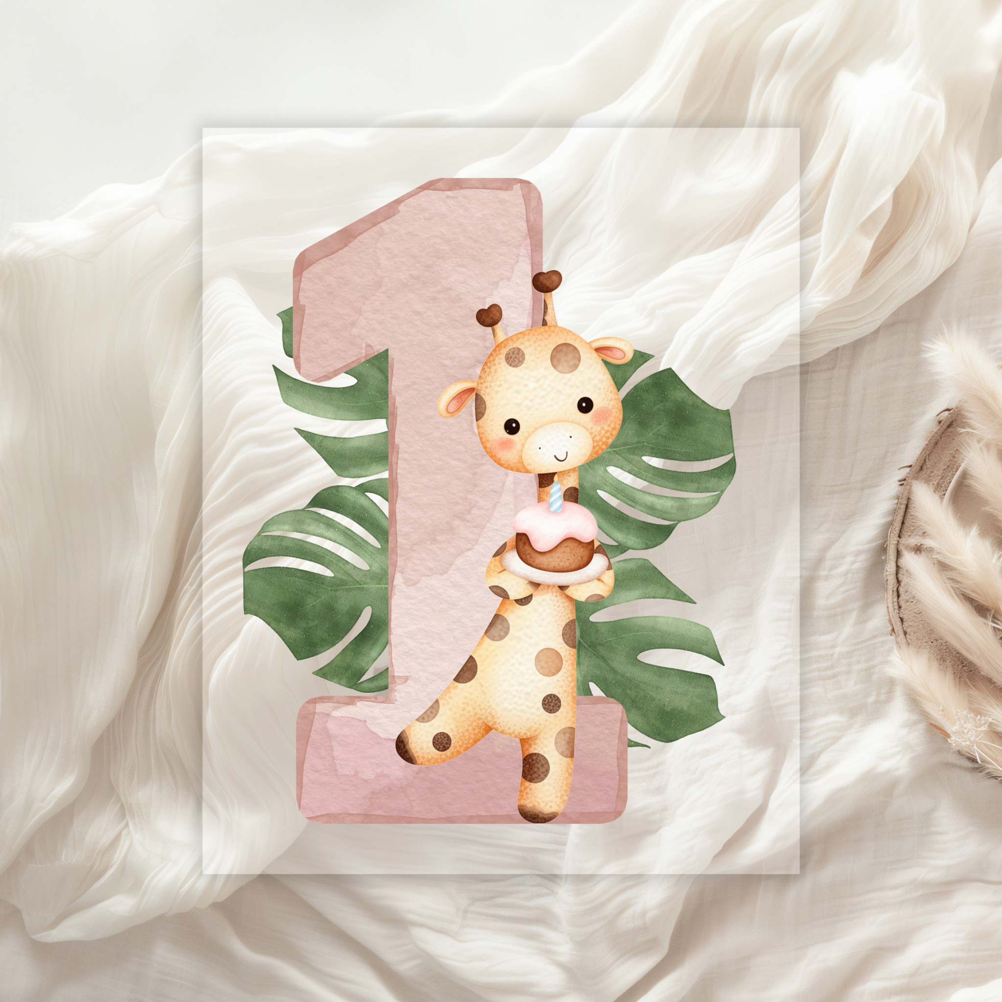 Zahlen Bügelbild Giraffe Boho • Geburtstagsshirt Kinder 1–4