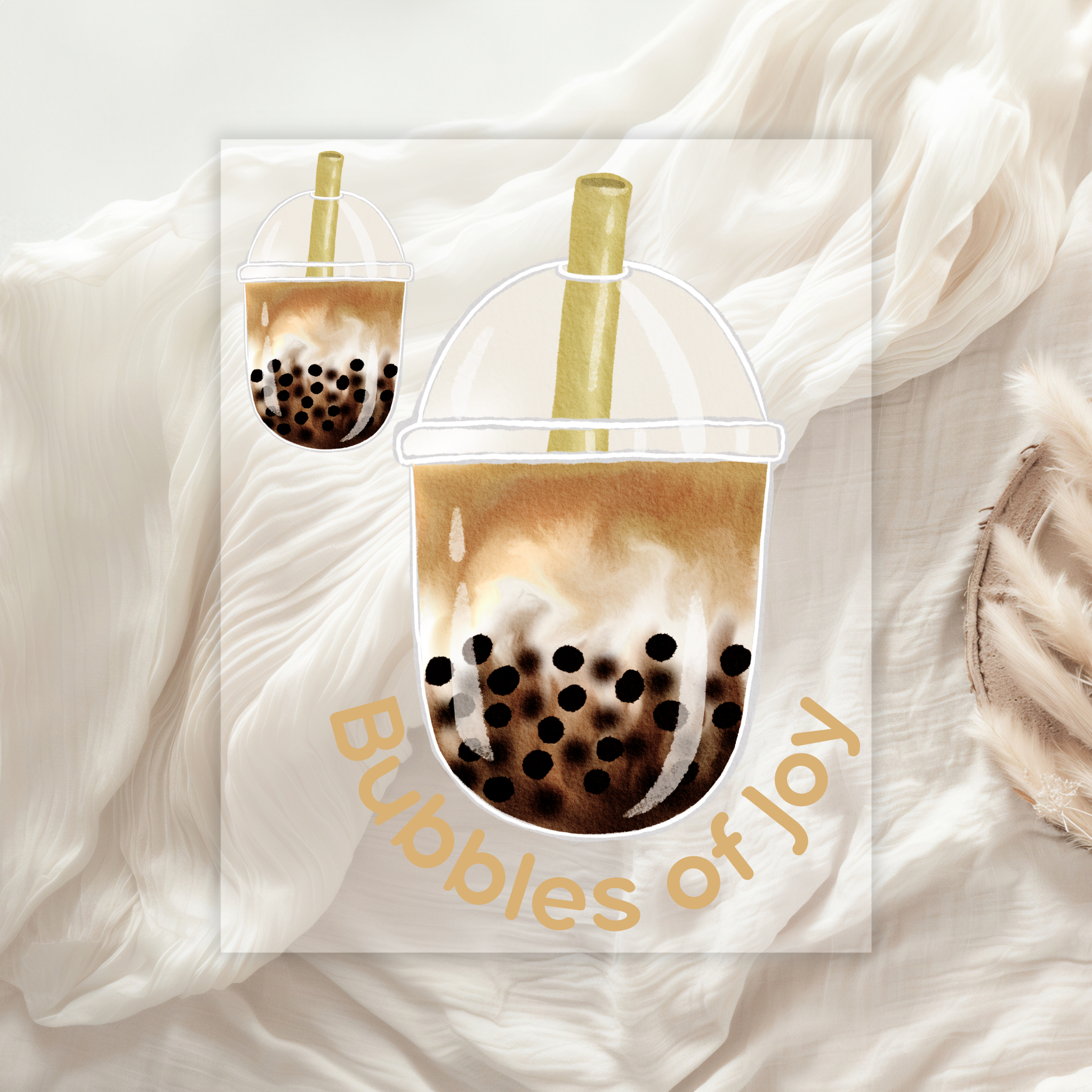Boba Tea Bügelbild „Bubbles of Joy“