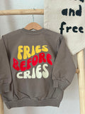 Fries Before Cries Bügelbild | Pommes Vorder & Rückenprint | DTF Transfer Kinderkleidung