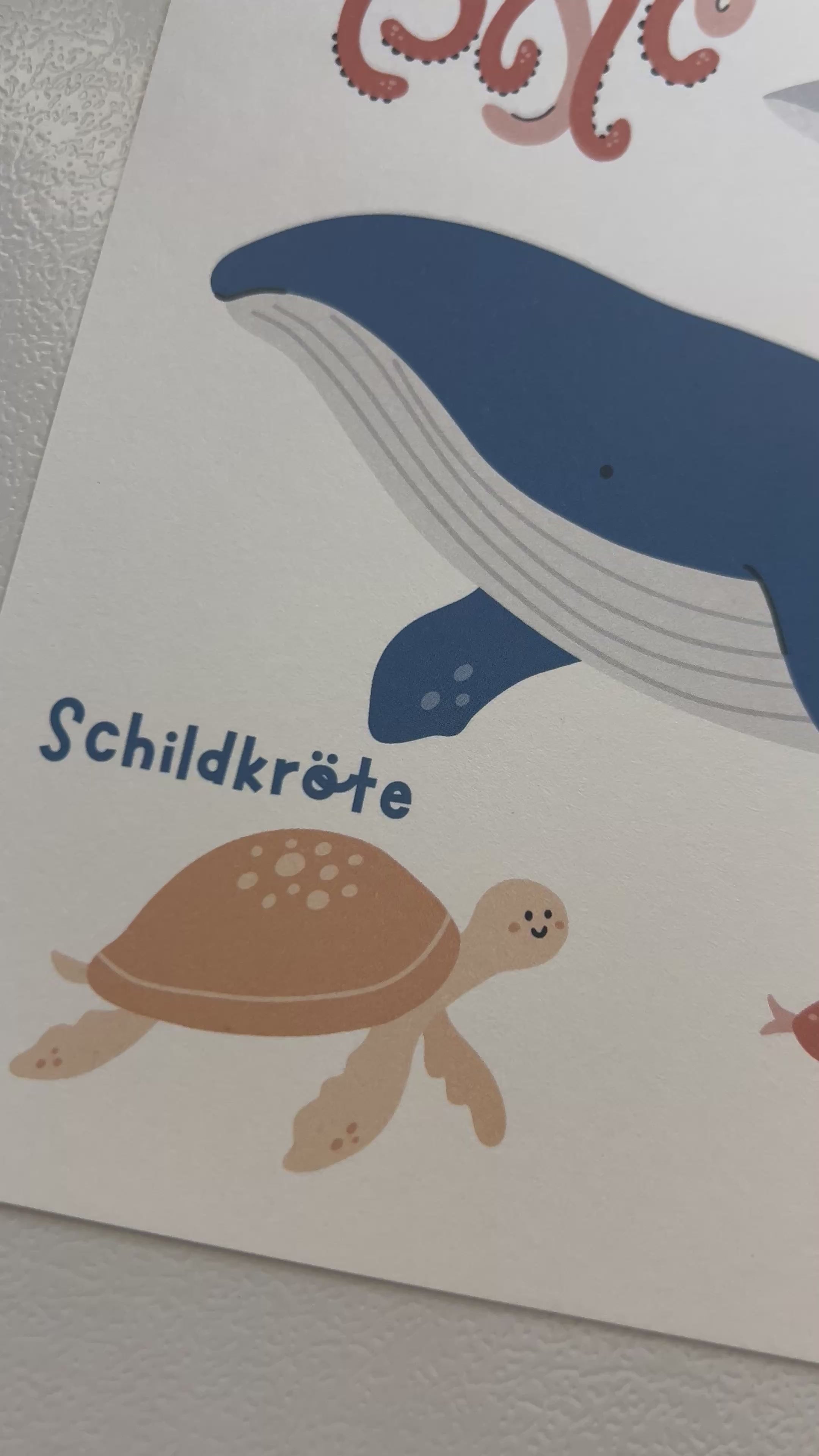 Meerestiere Lernposter Kinder | Wanddeko Kinderzimmer | A4 Premiumpapier