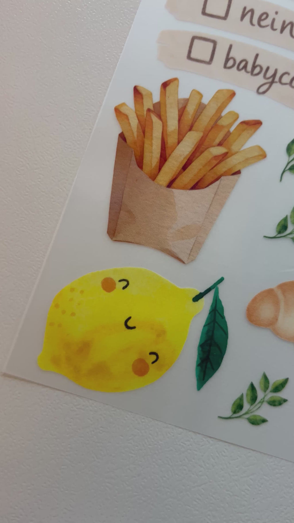 Babyccino Bügelbild | Aufbügler Pommes Eis Croissant Zitrone Kinder | A5